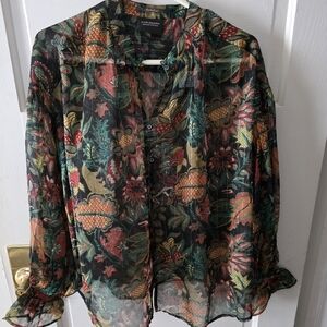 Scotch and Soda Womens Green and Gold Blouse